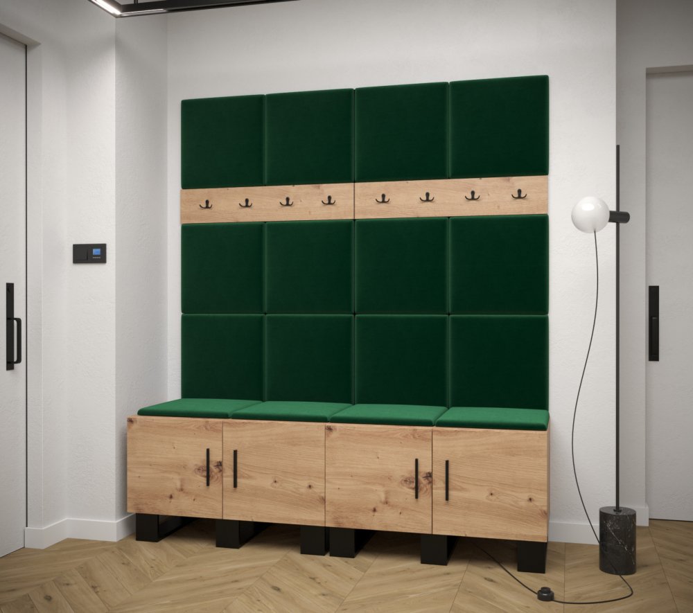 Veneti Predsieňová zostava RUMIE 3 - dub artisan, zelené panely